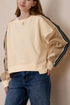 'Stellarae' Striped Long Sleeve Beige Sweater - Celes Fashion